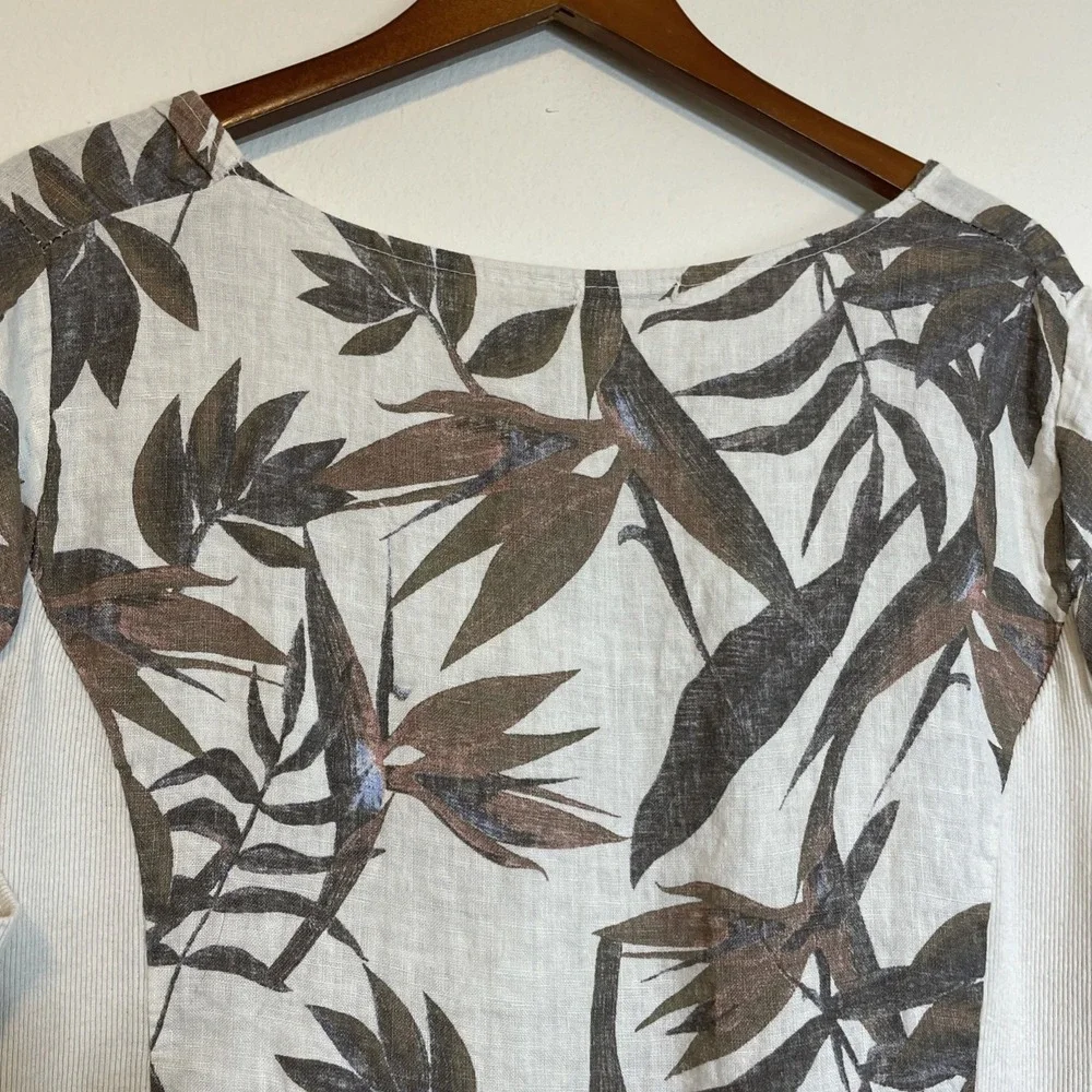 Lungo L'Arno Shirt Dress Womens 2X Floral 100% Linen Italy Made Pockets Lagenloo